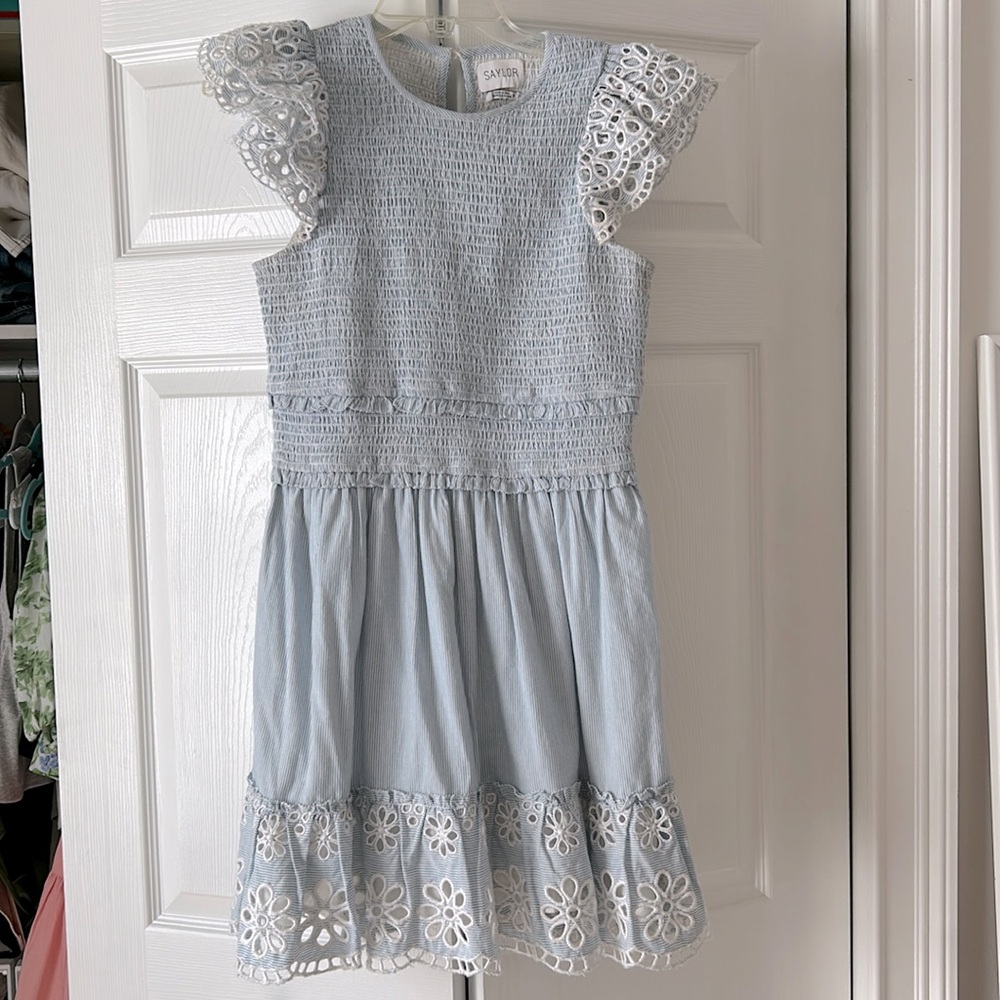 Saylor blue and white striped dress.